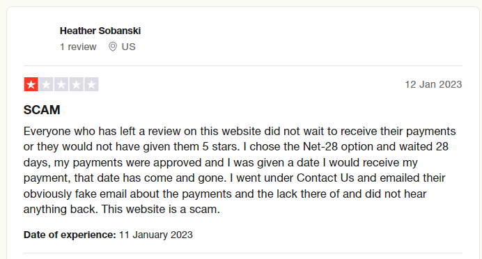 Getcashto Trust Pilot reviews: