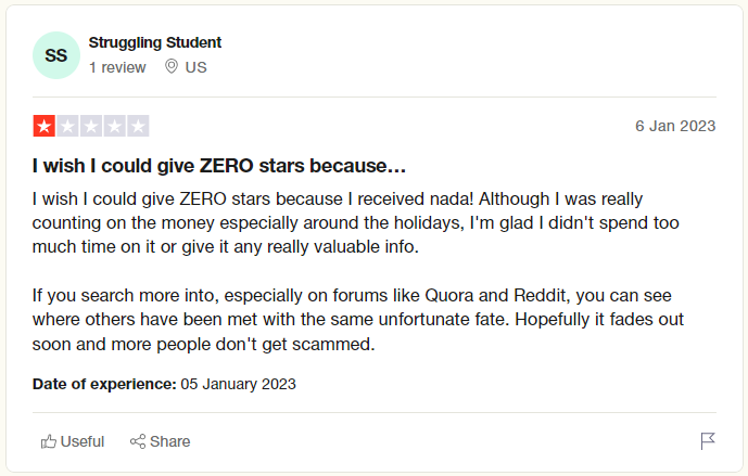 Getcashto Trust Pilot reviews: