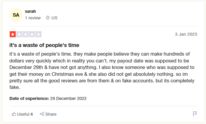 Getcashto Trust Pilot reviews: