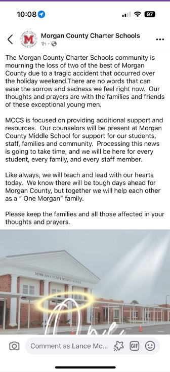 Morgan County Charter Schools Mourn the Loss of Two Young Students, Avett Jackson  and Bennett Rabern 